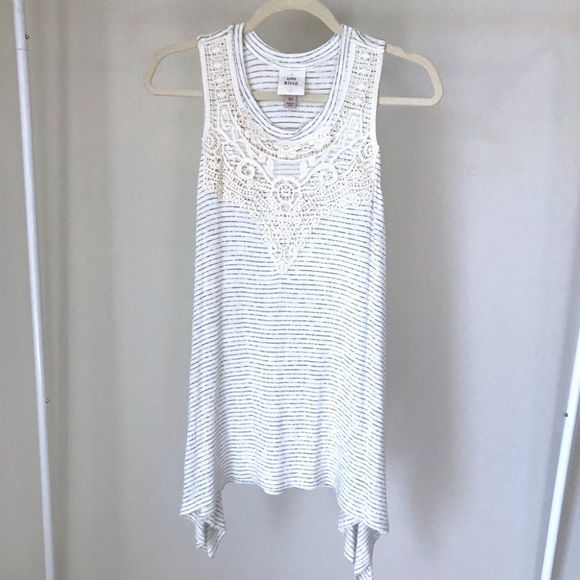 Knox Rose Tops - Knox Rose Striped Tank Top With Crochet Detail